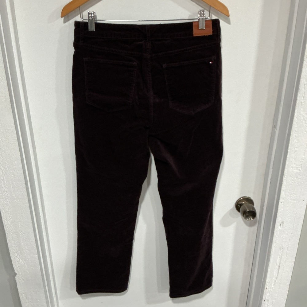 Tommy Hilfiger Tribeca Corduroy Maroon Straight Ankle Pants J3HK0554 Womens 10 - Picture 6 of 11